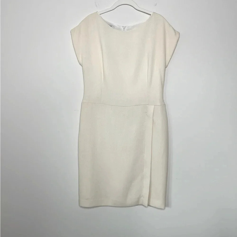 Santorelli Made In Italy Lenora Wool Silk Blend Cap Sleeve Dress Quiet Luxury